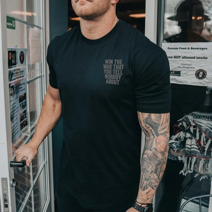 Win The War That You Tell Nobody About Printed Men's T-shirt Image - 3
