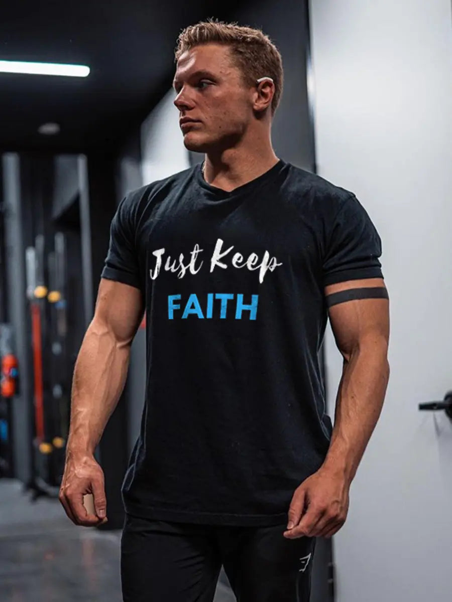 Just Keep Faith Printed Men's T-shirt Image - 1