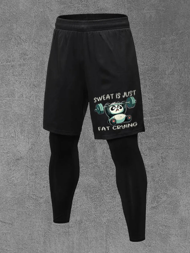 Sweat Is Just Fat Crying Printed Men's All-In-One Fitness Leggings