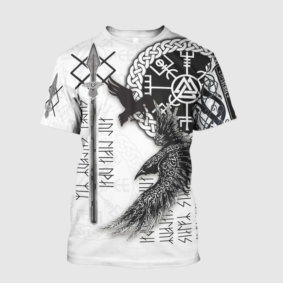 Viking Symbol Raven Printed Men's T-shirt