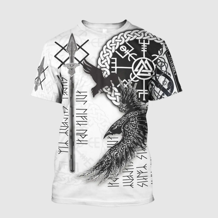Viking Symbol Raven Printed Men's T-shirt