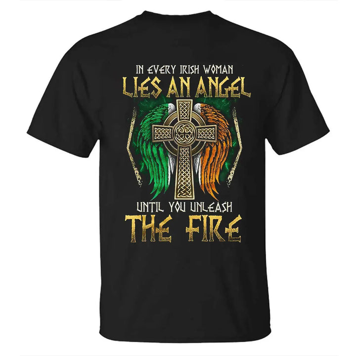Viking In Every Irish Woman Lies An Angel Until You Unleash The Fire Printed Men's T-shirt