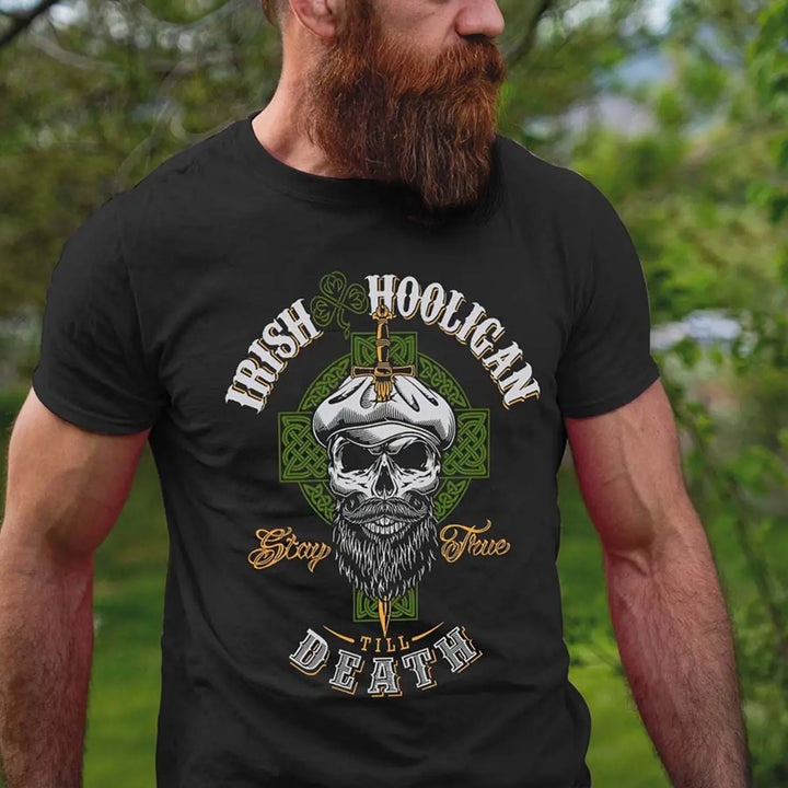 Viking Irish Hooligan Stay True Till Death Printed Men's T-shirt