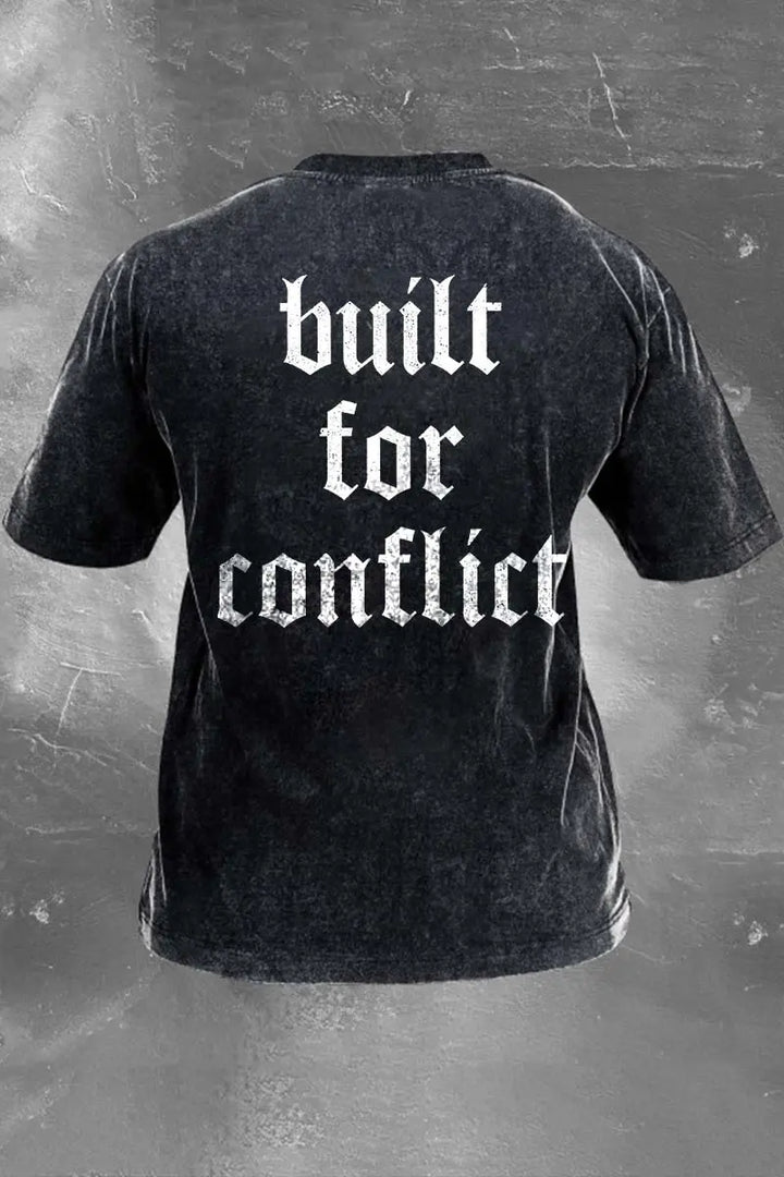 Built For Conflict Printed Men's Washed T-Shirt