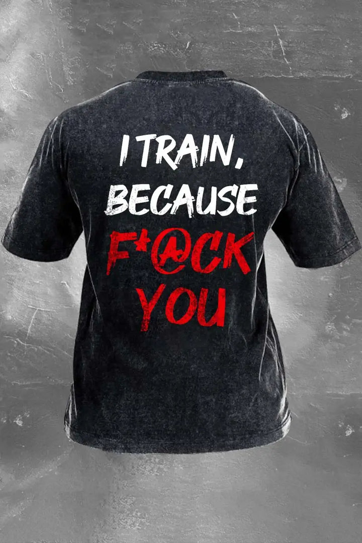 I Train, Because F*@ck You Printed Men's Washed T-Shirt