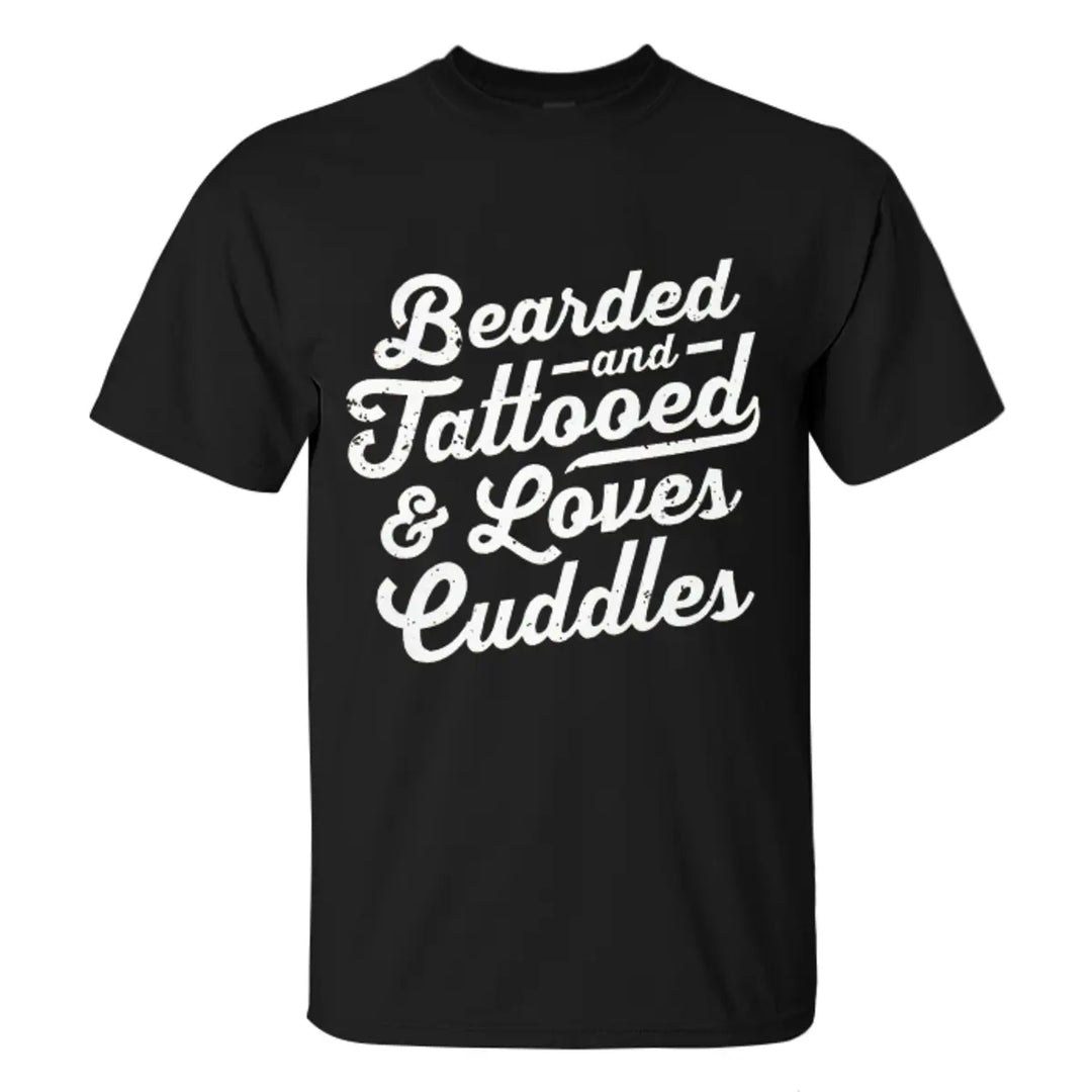 Viking Bearded And Tattooed & Loves Cuddles Printed Men's T-shirt