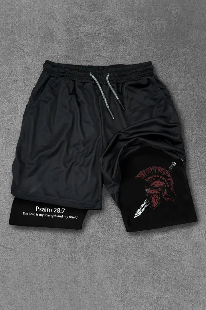 Psalm 28:7 Print Men's All-In-One Fitness Shorts