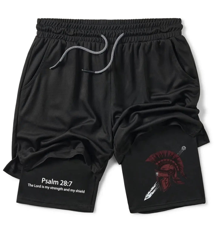 Psalm 28:7 Print Men's All-In-One Fitness Shorts