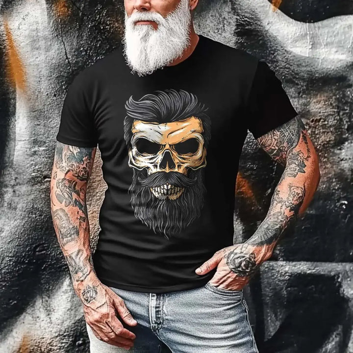 Viking Bearded Skull Printed Men's T-shirt