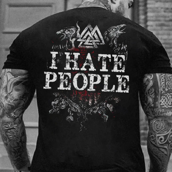 Viking I Hate People Printed Men's T-shirt