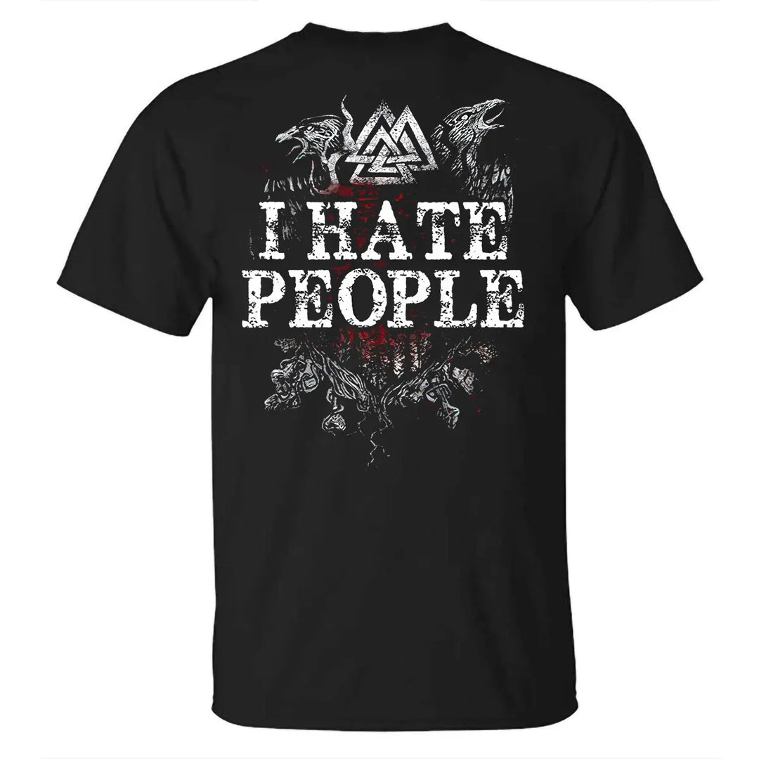 Viking I Hate People Printed Men's T-shirt