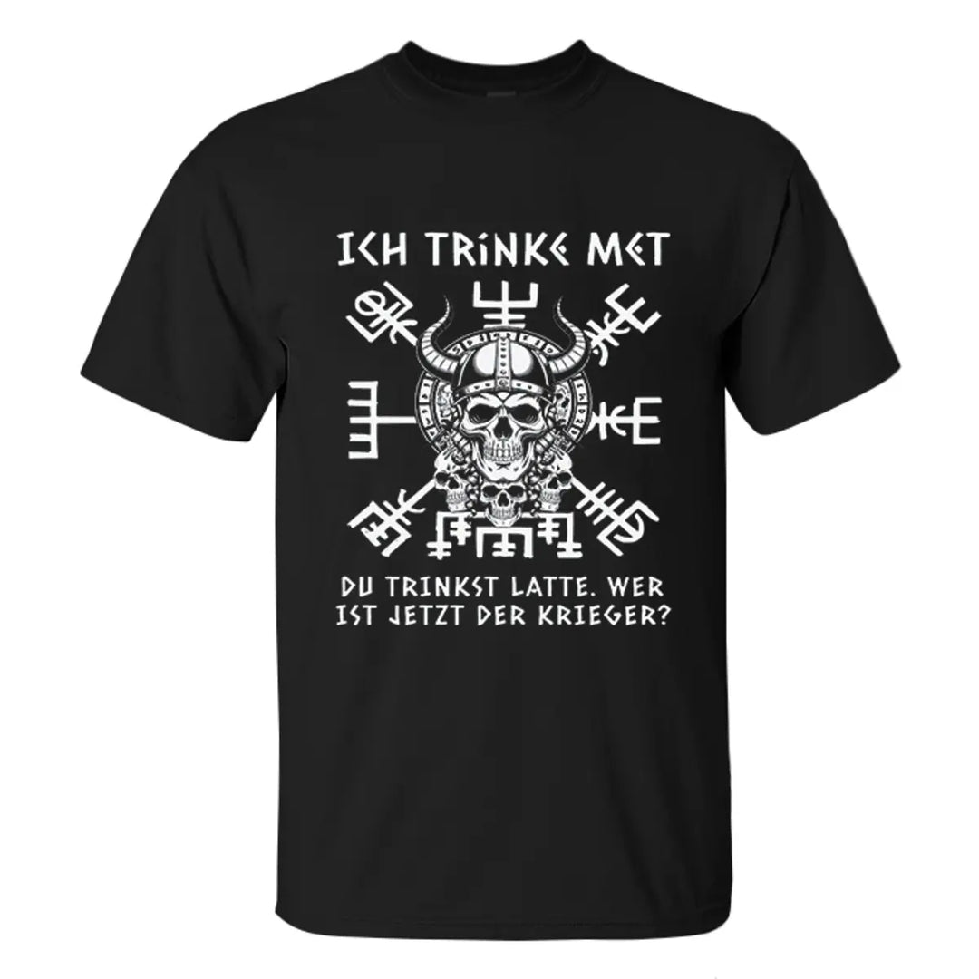 Viking Ich Trinke Met Printed Men's T-shirt