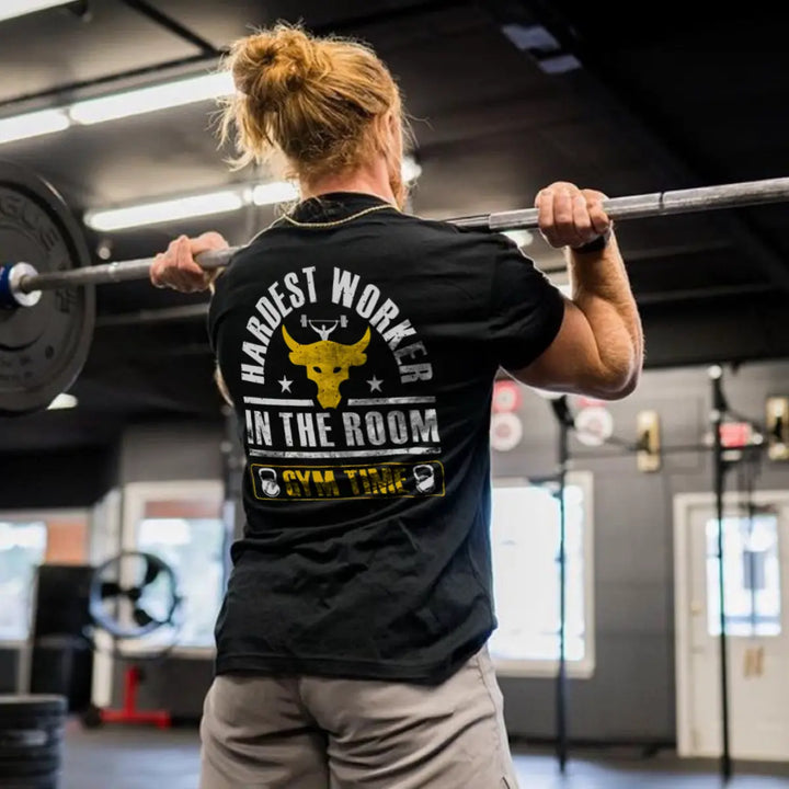 Hardest Worker In The Room Gym Time Printed Men's T-shirt