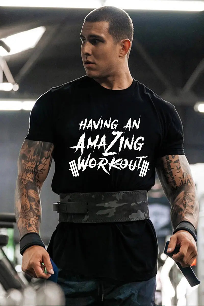 Having An Amazing Workout Printed Men's T-shirt