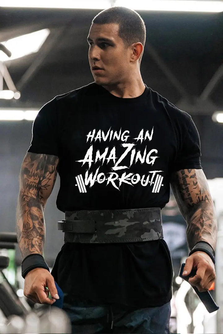 Having An Amazing Workout Printed Men's T-shirt