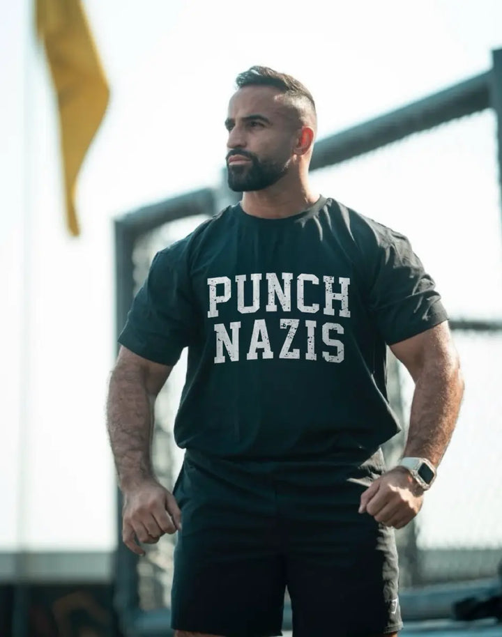 Punch Nazis Printed Men's T-shirt