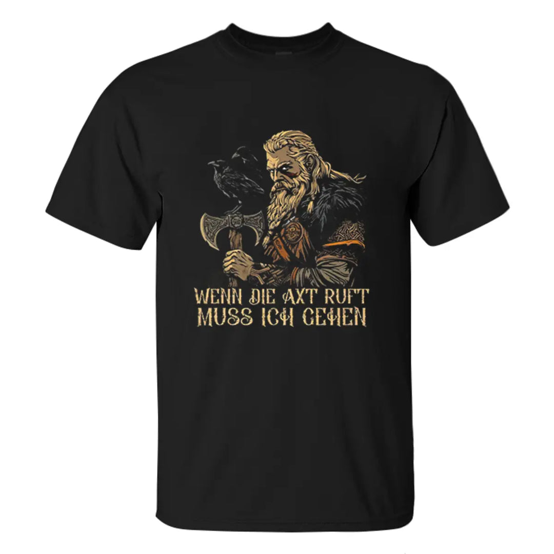 Viking Wenn Die Axt Ruft Printed Men's T-shirt