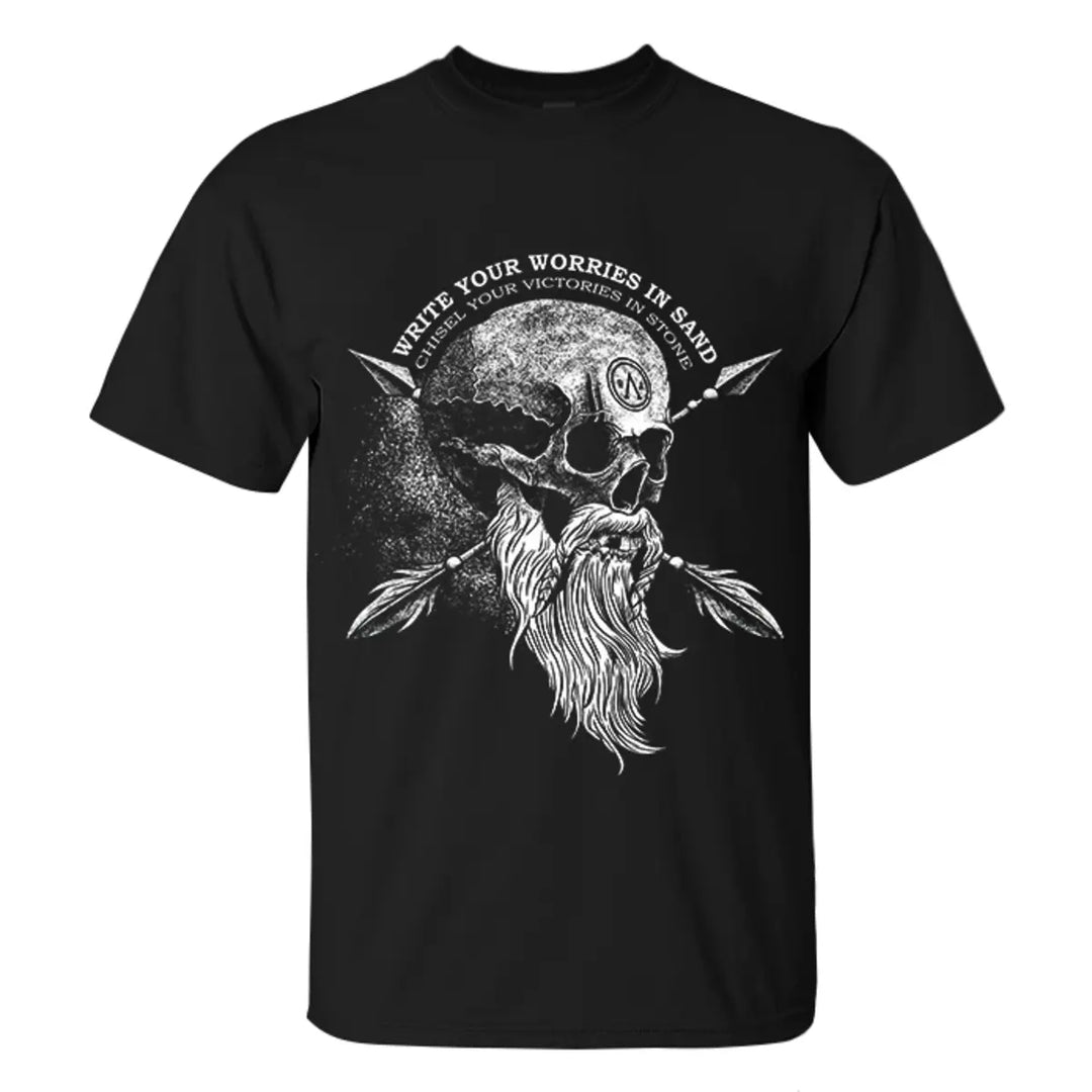Viking Write Your Worries In Sand Printed Men's T-shirt