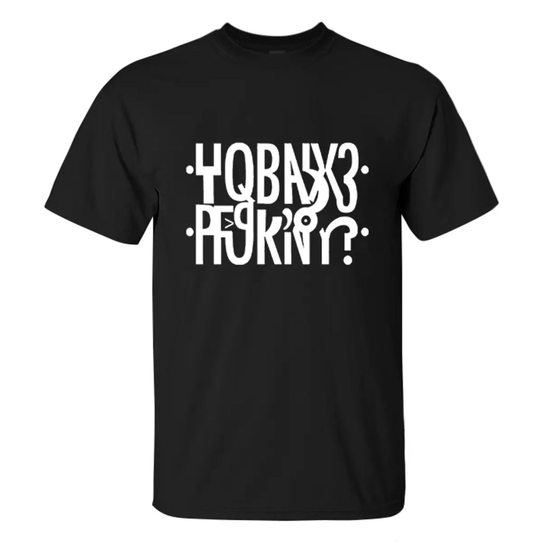 Funny Hidden Message (HORNY?) Printed Men's T-shirt