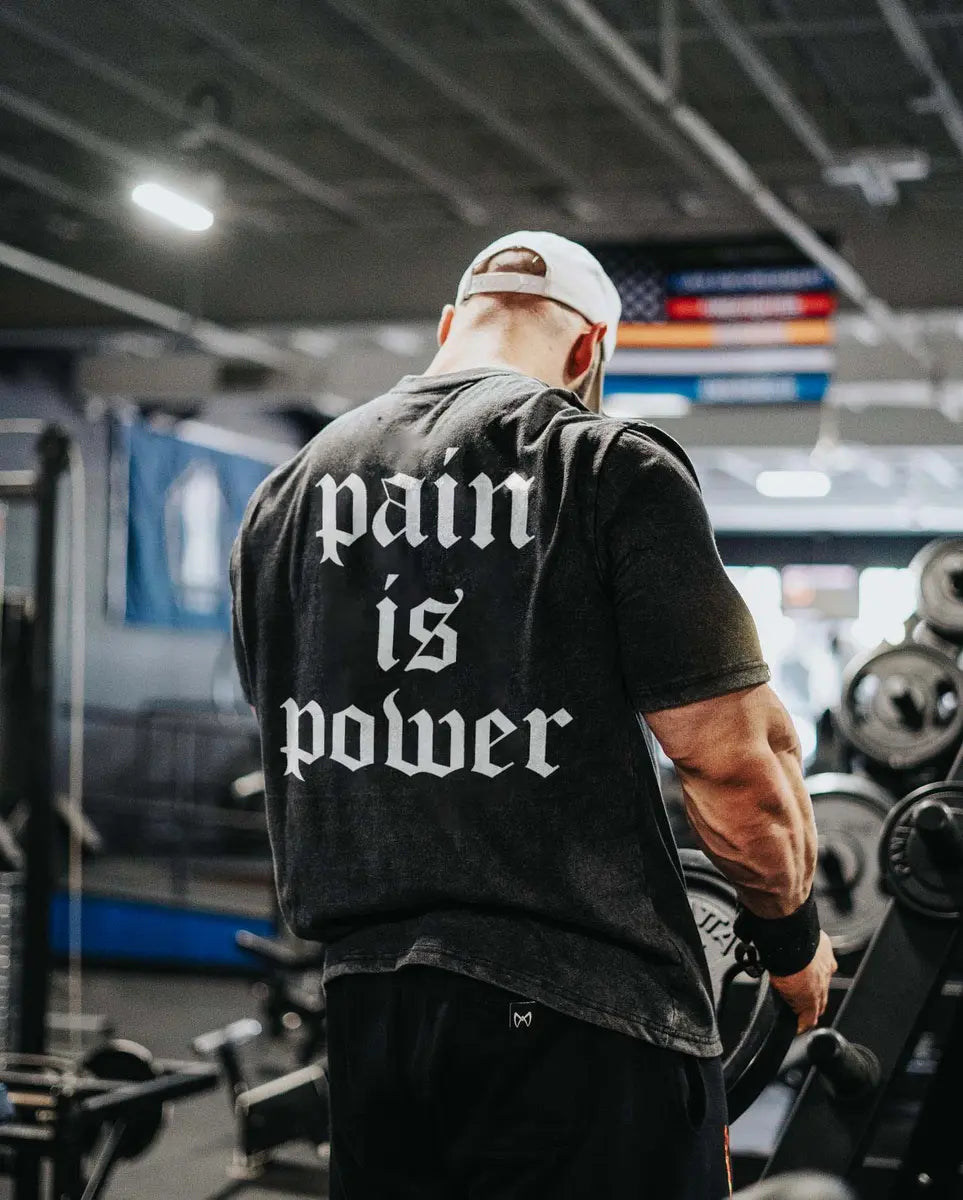 Pain Is Power Printed Washed T-Shirt