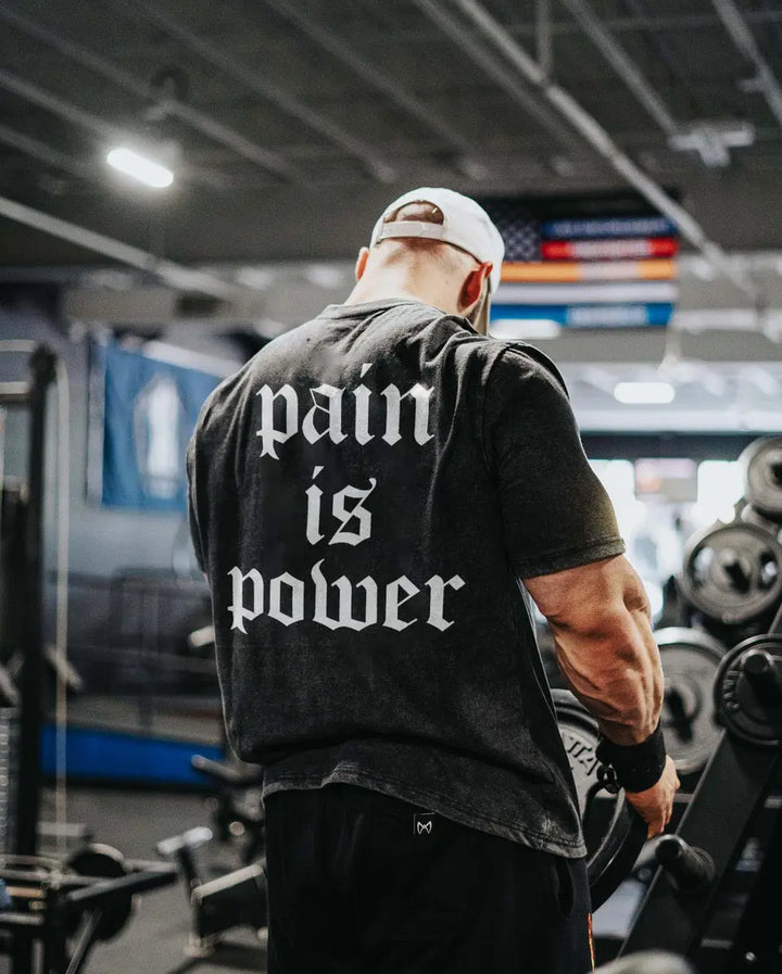 Pain Is Power Printed Washed T-Shirt