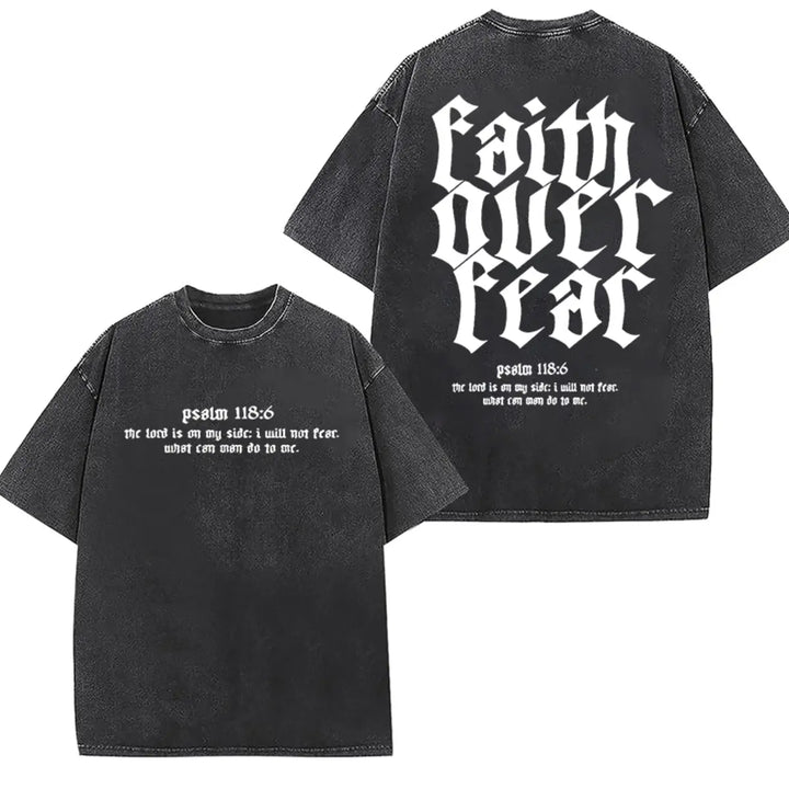 Faith Over Fear Printed Unisex Washed T-Shirt Image - 2