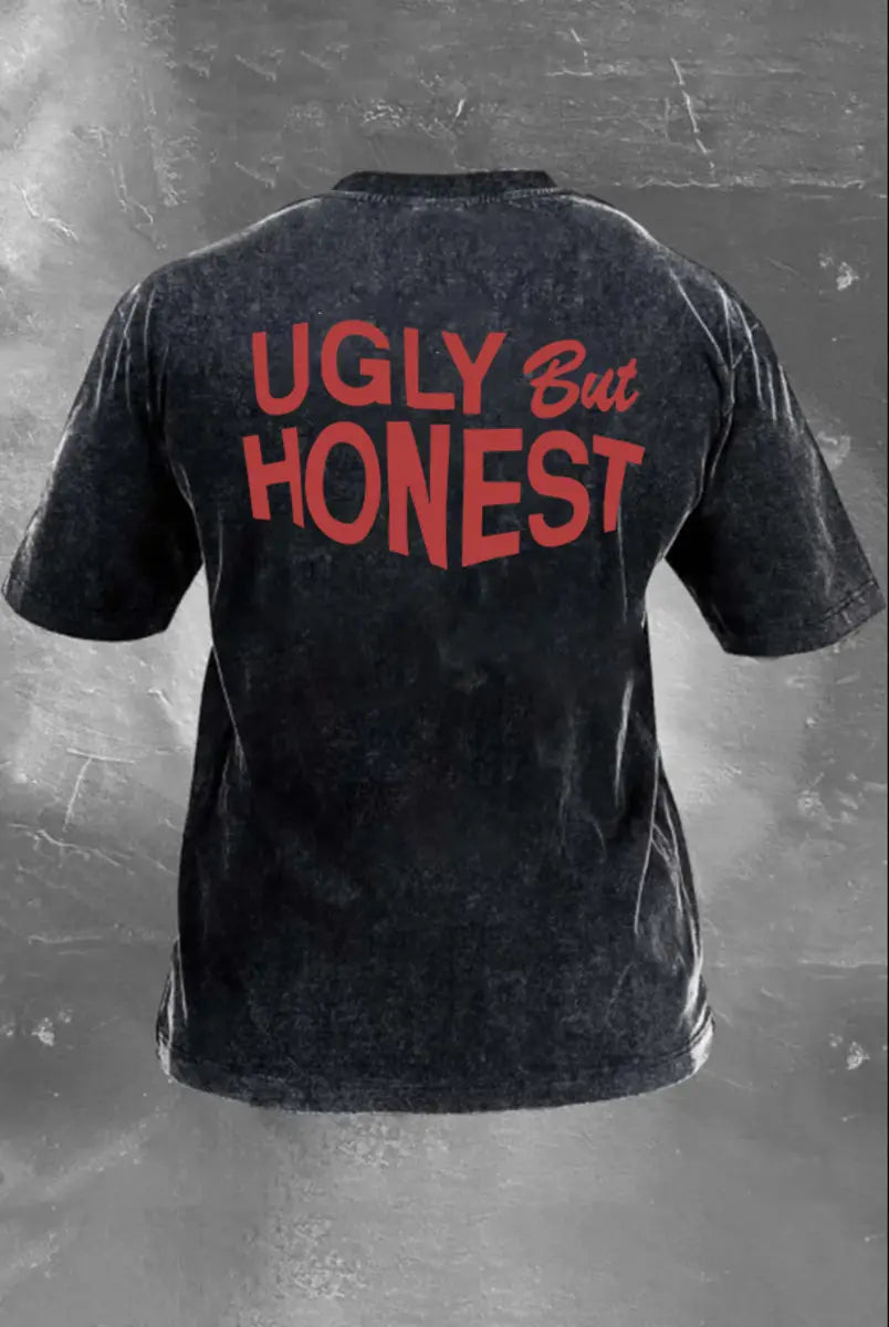 Ugly But Honest Printed  Washed T-Shirt Image - 2
